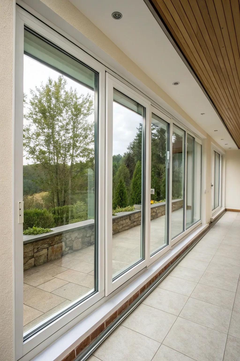 Space-saving sliding windows offering easy outdoor access.