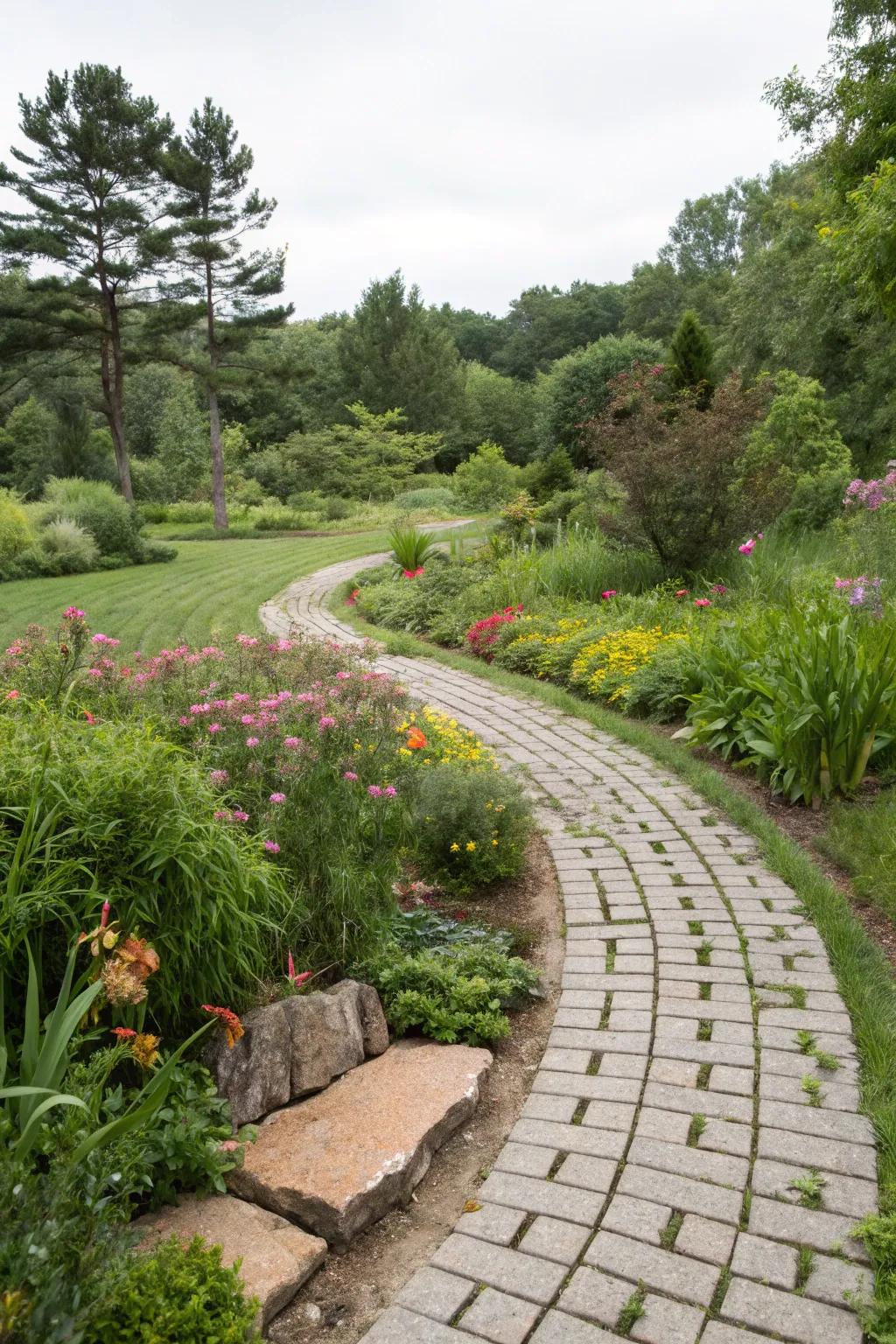 Eco-friendly permeable pavers for sustainable gardens.