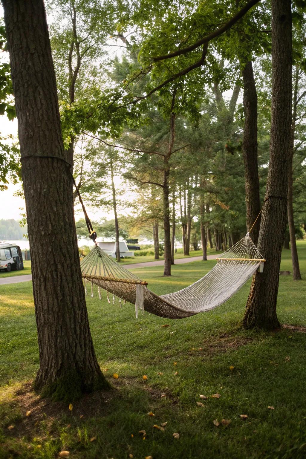 Relax in style with a cozy hammock.