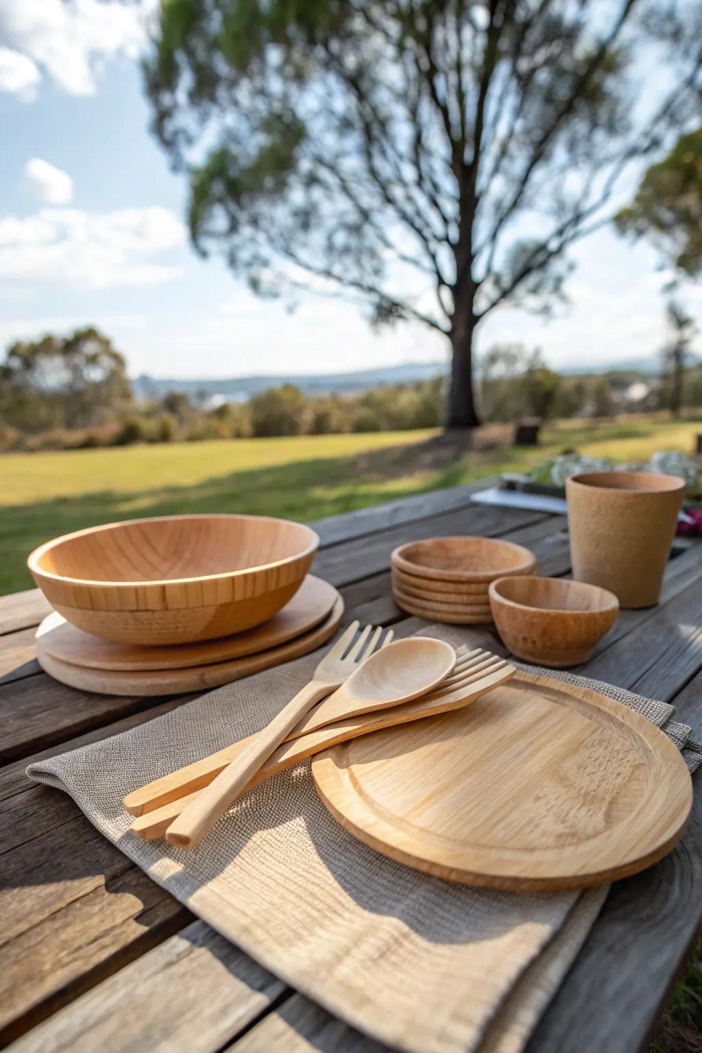 Eco-friendly tableware adding sustainability and style.