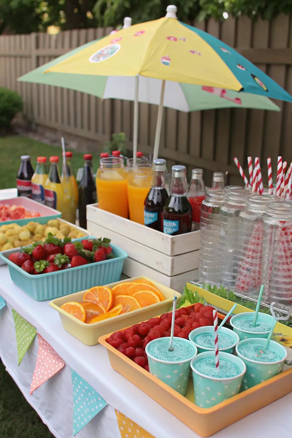A DIY beverage station adds a fun, interactive element to your picnic.