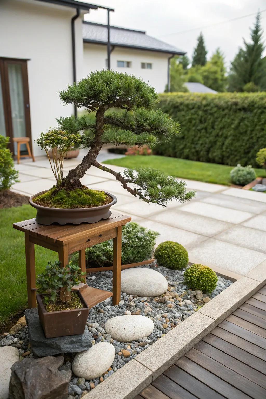 Elegant pine bonsai for small spaces.