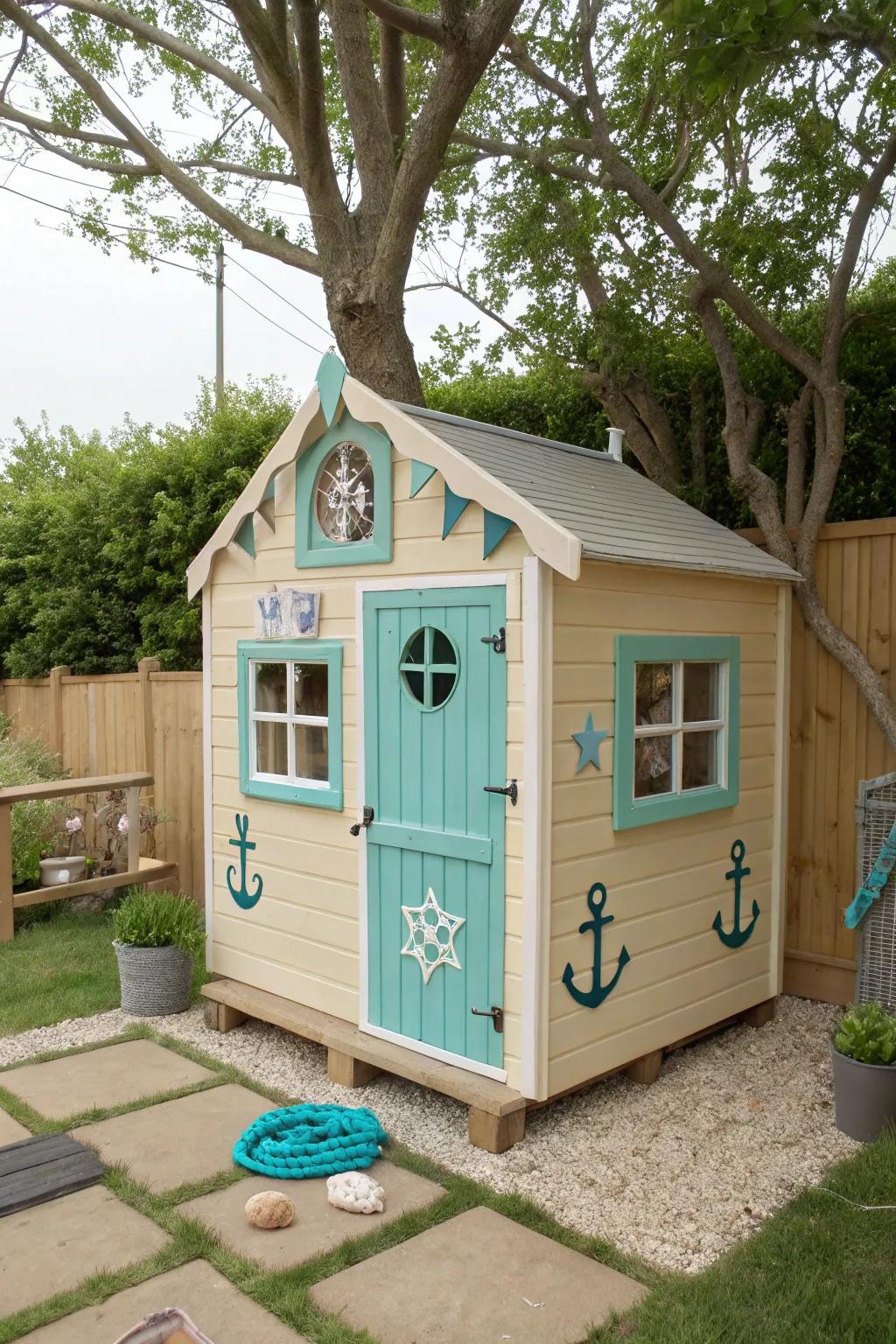 Beach house colors evoke a coastal charm.