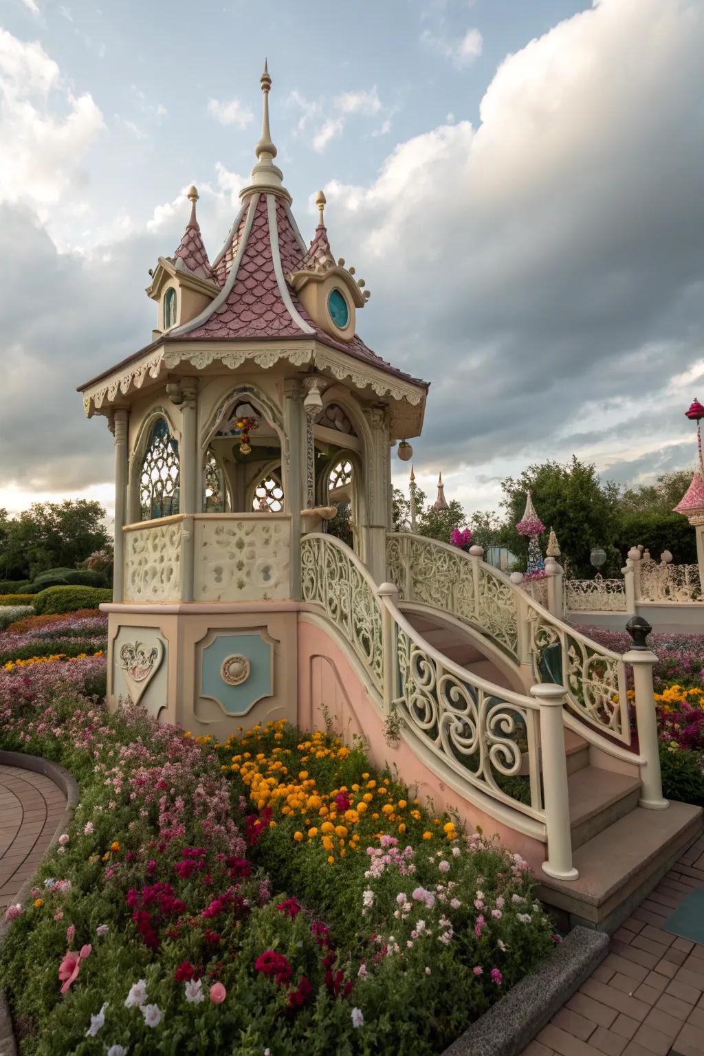 Fairy tale twists in the railing design inspire magical adventures.