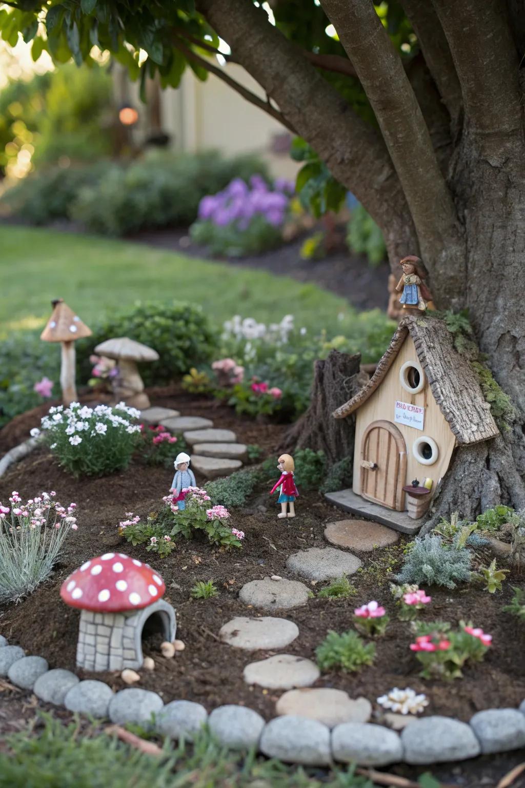 A whimsical fairy garden adds a touch of magic to any space.