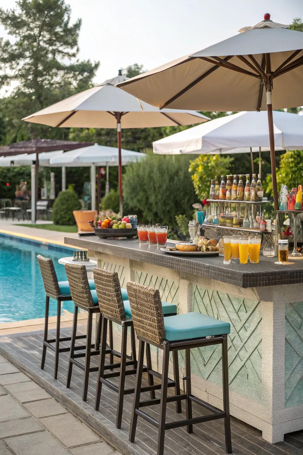 Keep the refreshments flowing with a convenient poolside bar.