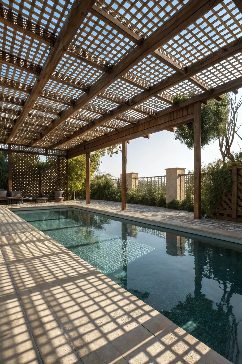 Classic charm with a lattice pool cover