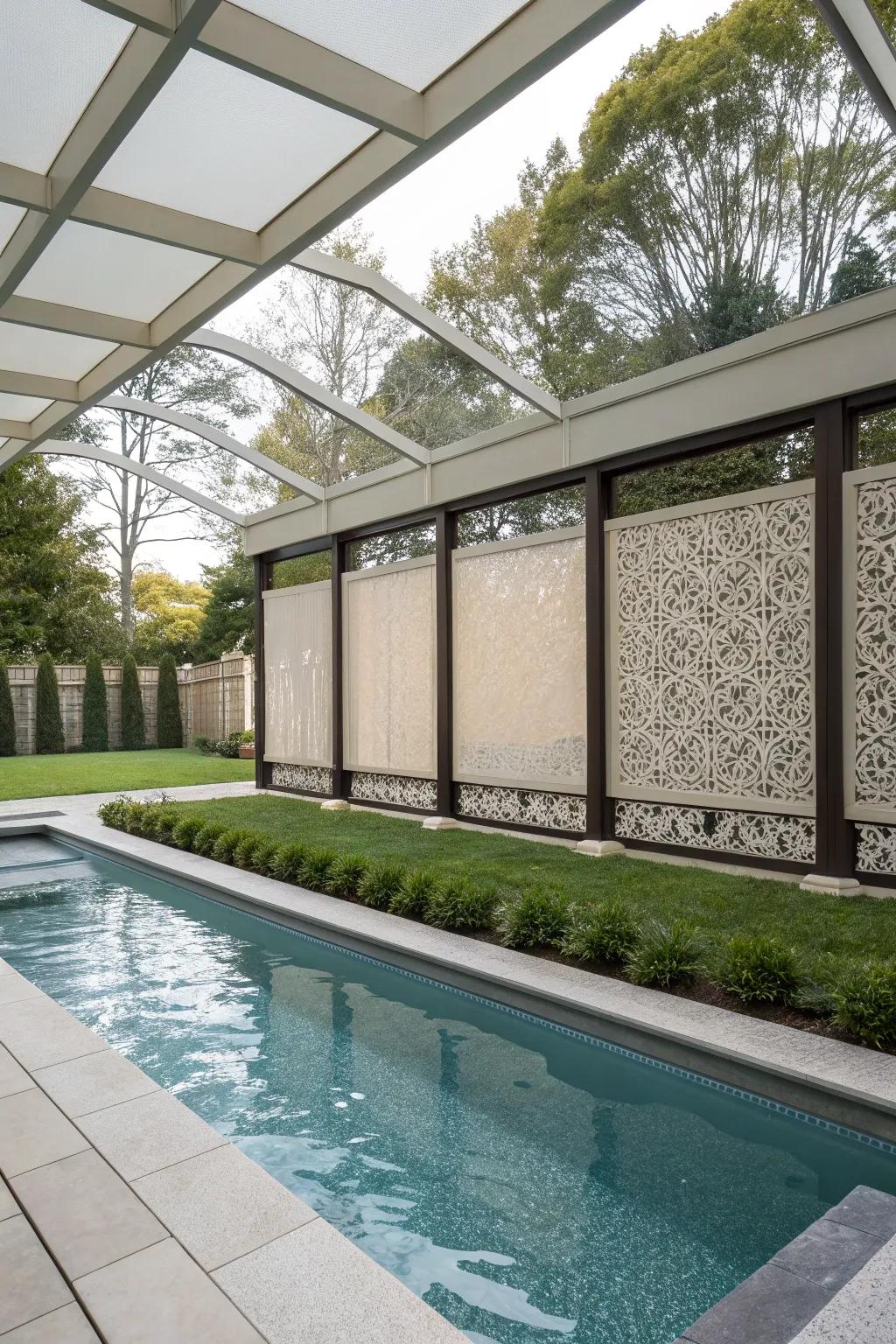 Privacy screens can turn your pool area into a private oasis.