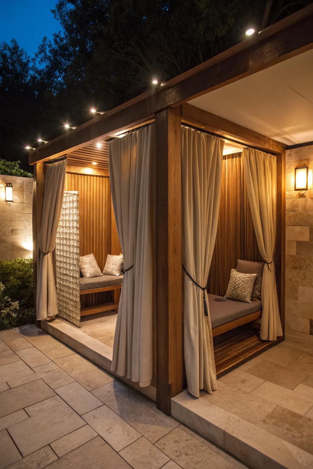 Privacy nooks add elegance and a touch of sophistication.