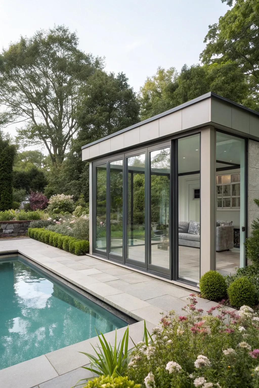A glass haven that connects the indoors with the outdoors.