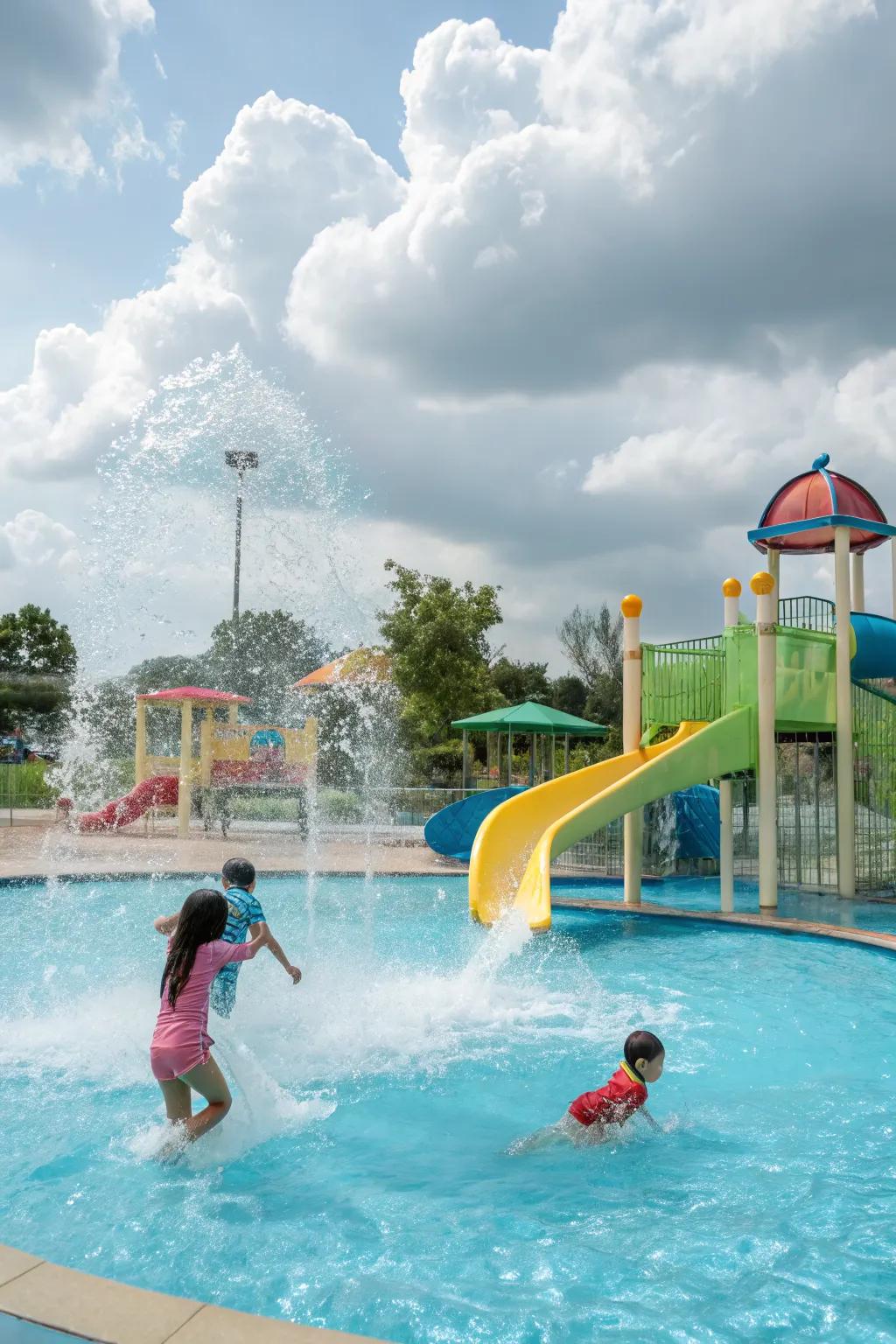 Interactive pool features for endless family fun.
