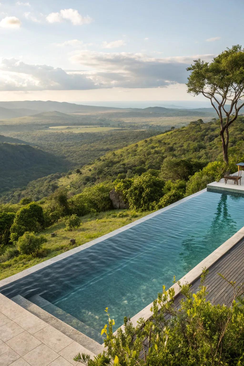 A dramatic infinity pool on a slope.