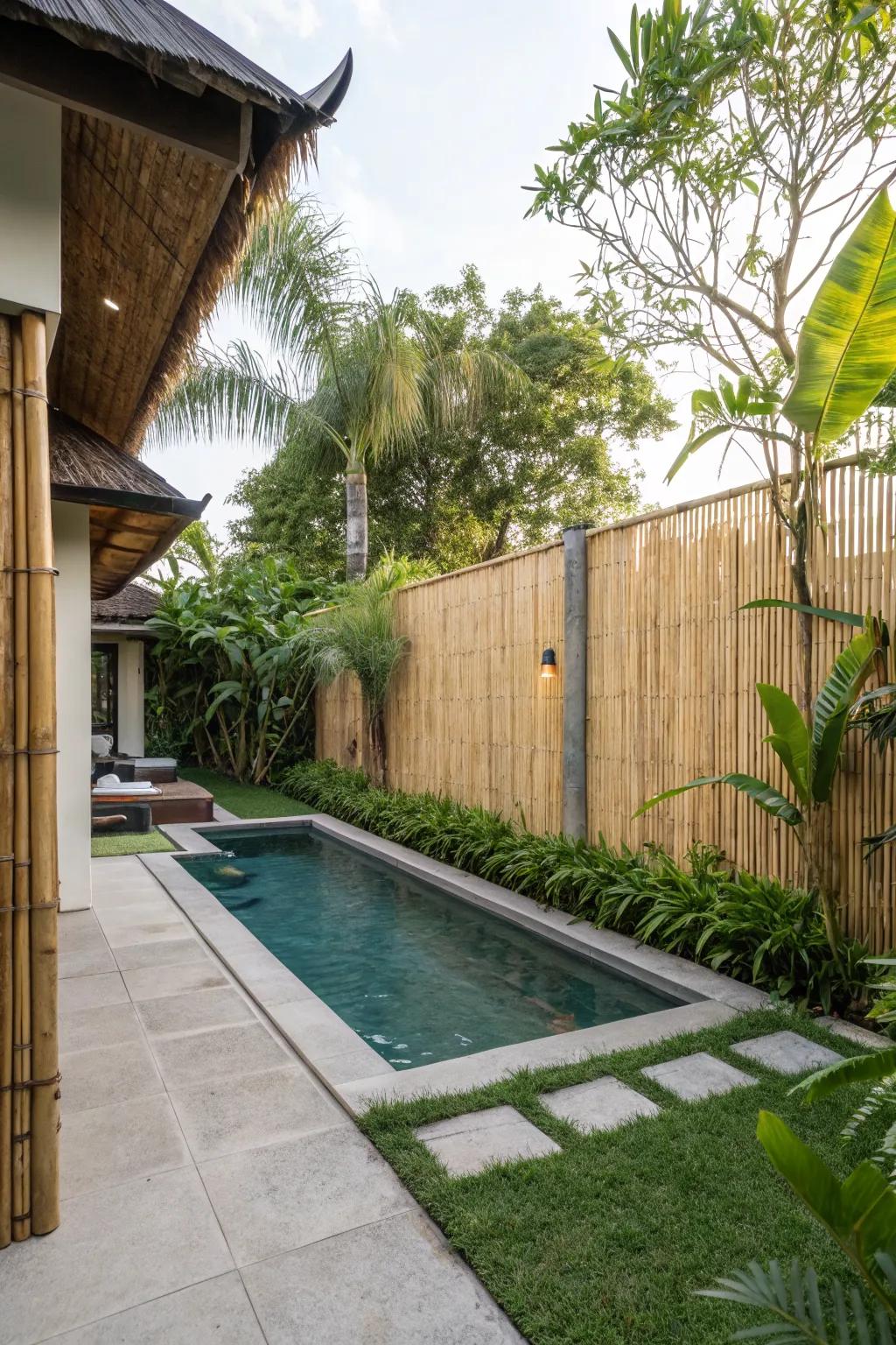Bamboo screens offer a chic, eco-friendly privacy option.