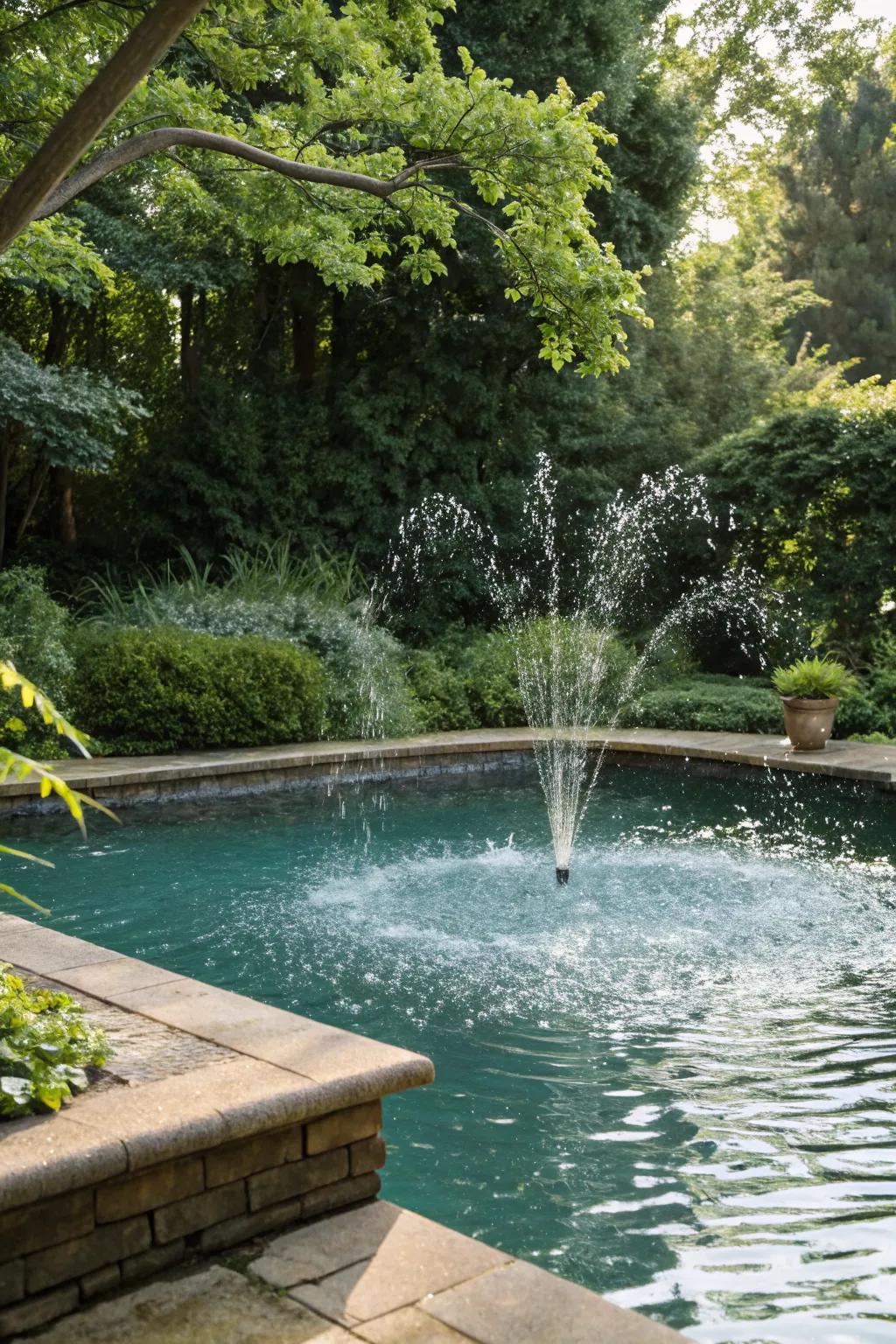 Floating fountains bring movement and fun.