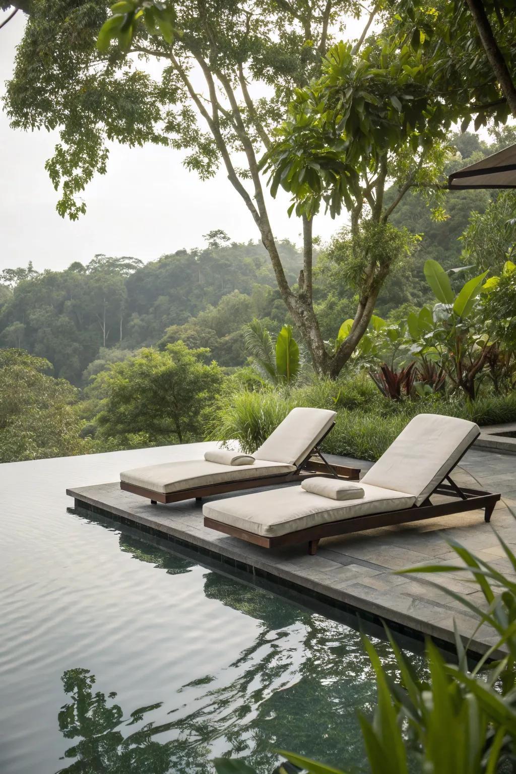 Floating pool furniture offers a unique way to relax directly on the water.