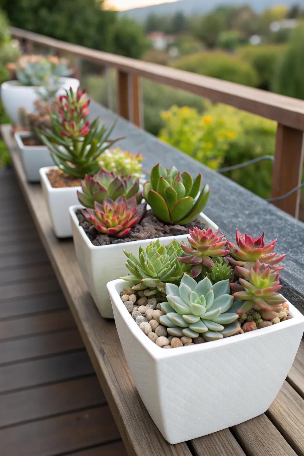 Low-maintenance succulents keep your deck looking fresh with minimal care.