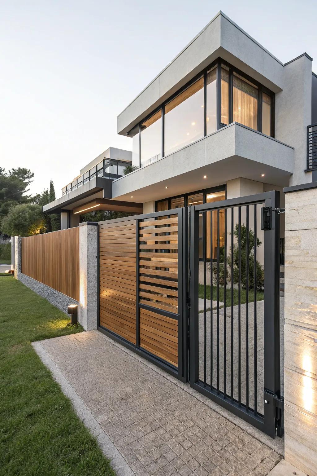 Mixed materials create a personalized and unique gate design.