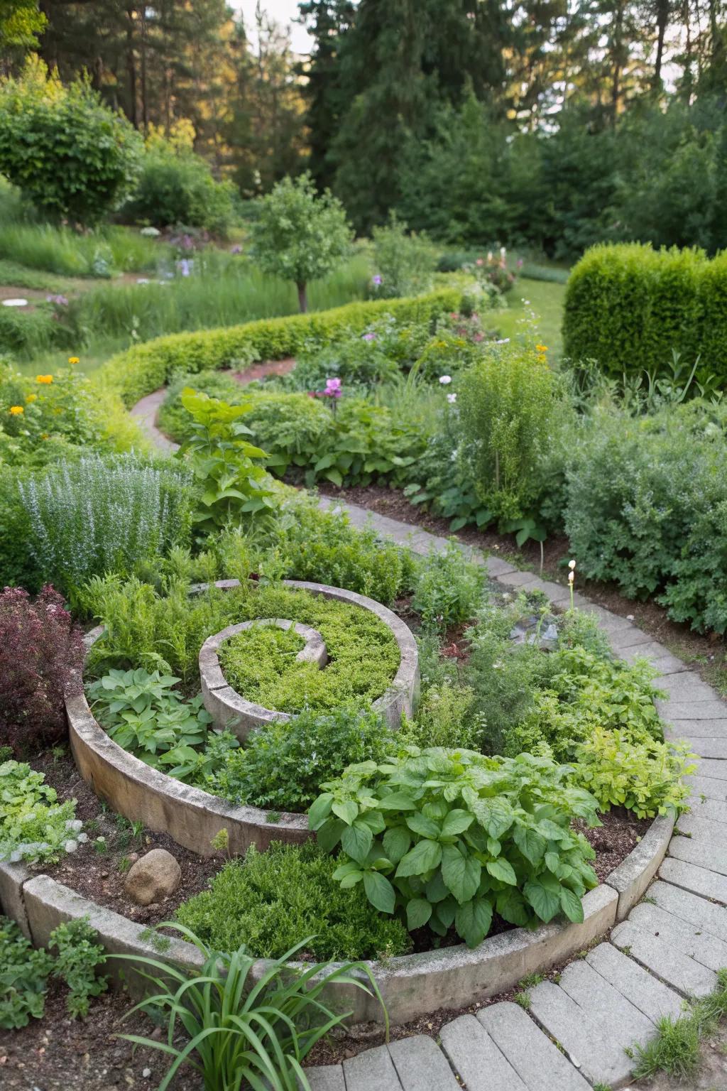 Herb spirals offer a unique and space-efficient gardening solution.