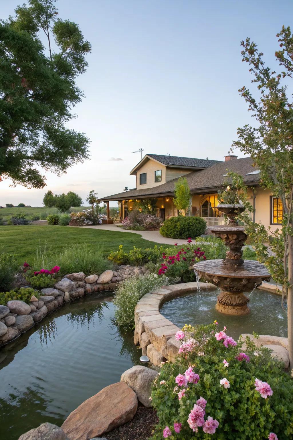 Water features add a soothing ambiance to your garden.