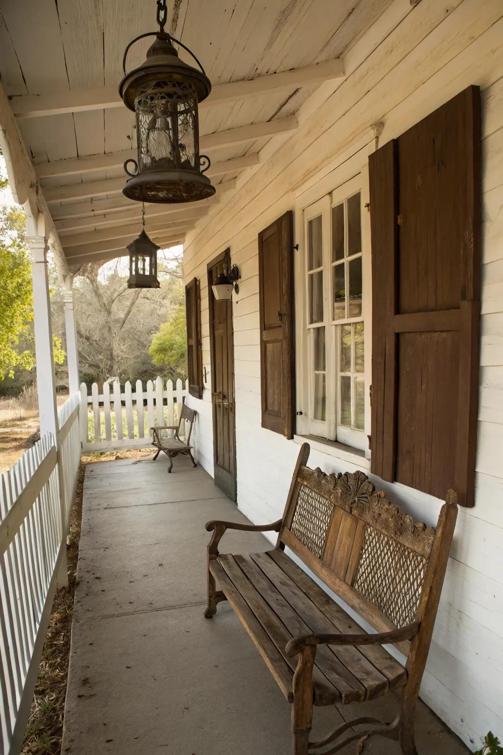 Vintage finds add personality and charm to this ranch porch.