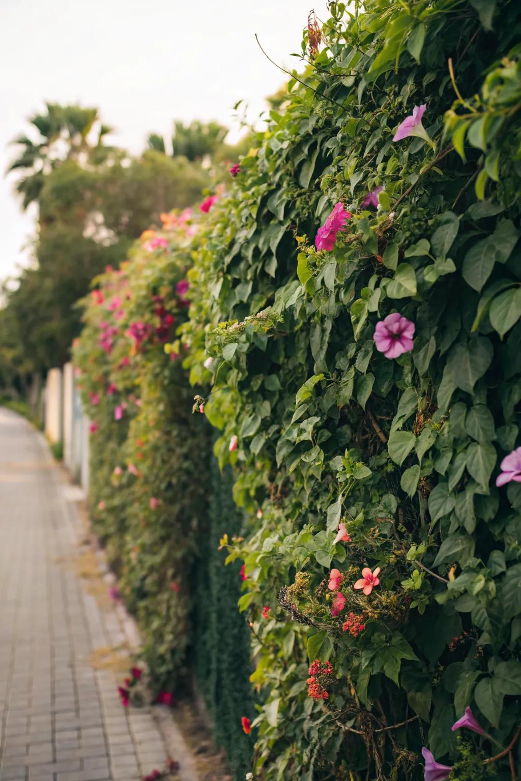 A living fence offers natural beauty and privacy.