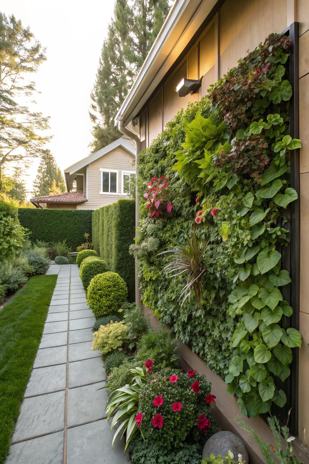 Vertical gardens maximize greenery in limited space.