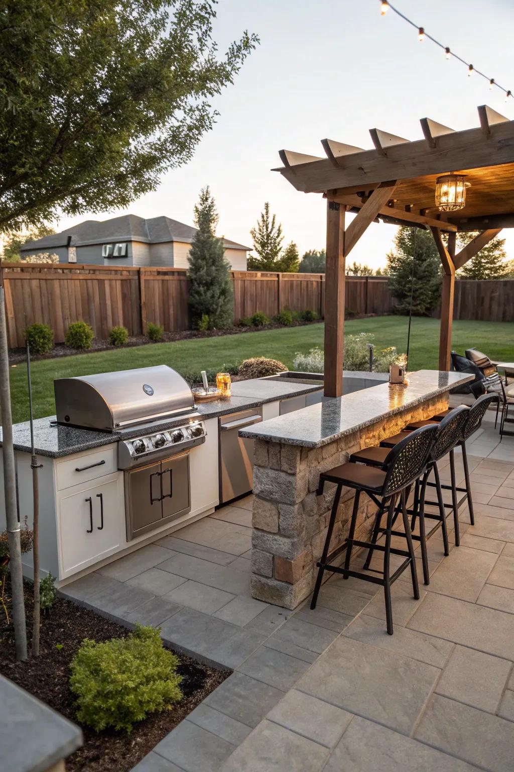 An outdoor kitchen is perfect for entertaining.