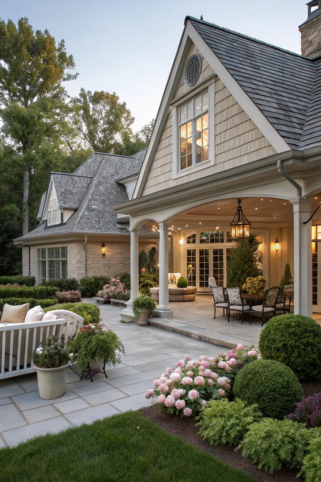 Gable roofs add elegance and excellent drainage.