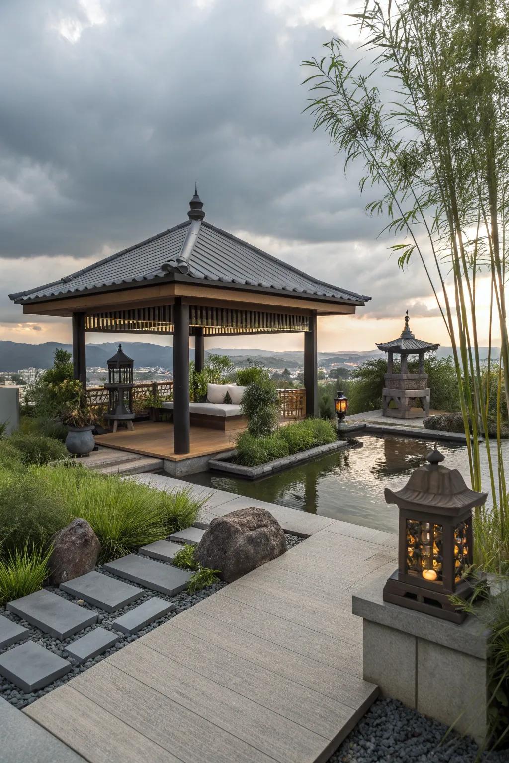 Find peace and tranquility with a rooftop Zen retreat.