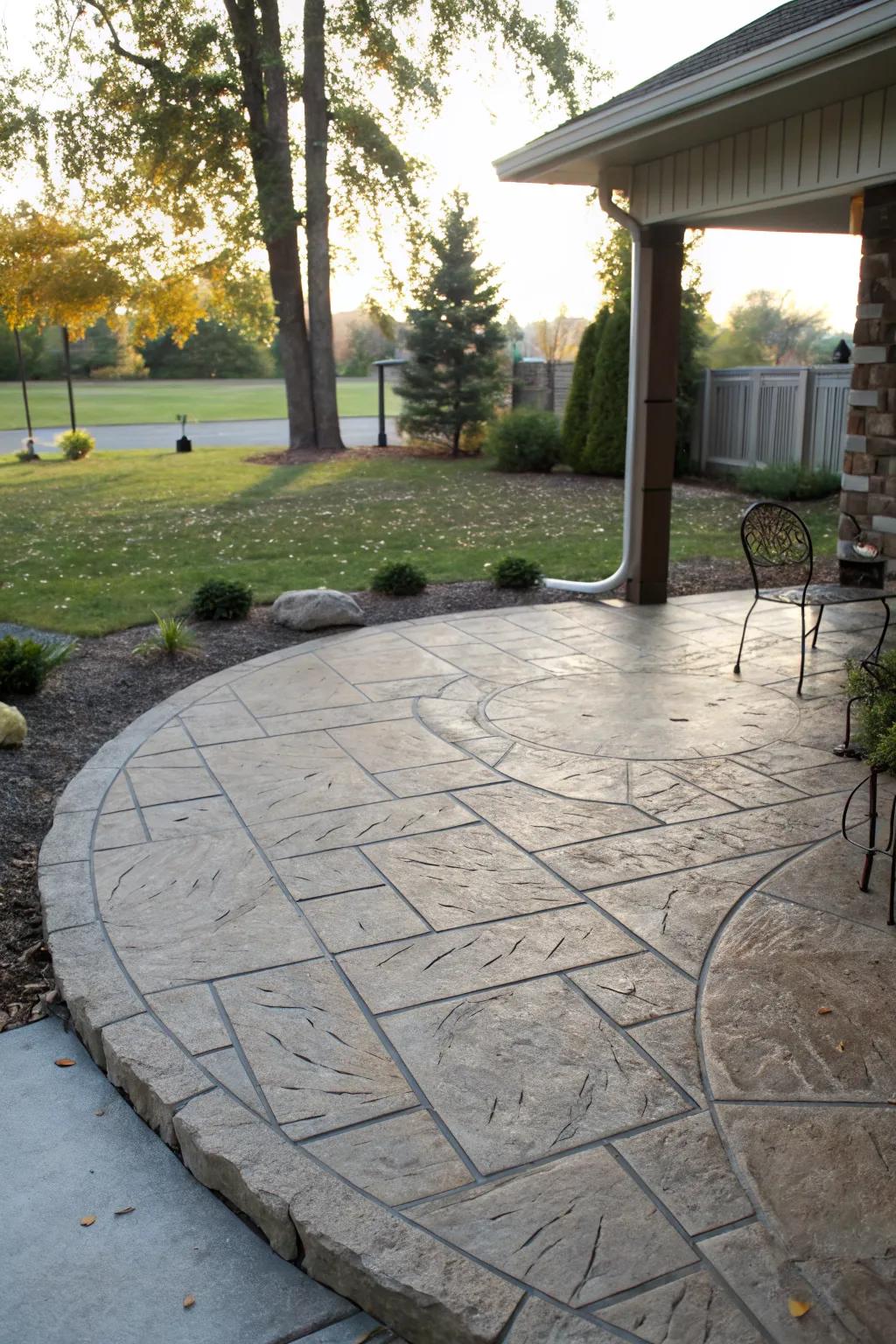 Faux stone patterns provide a luxurious look without the cost.