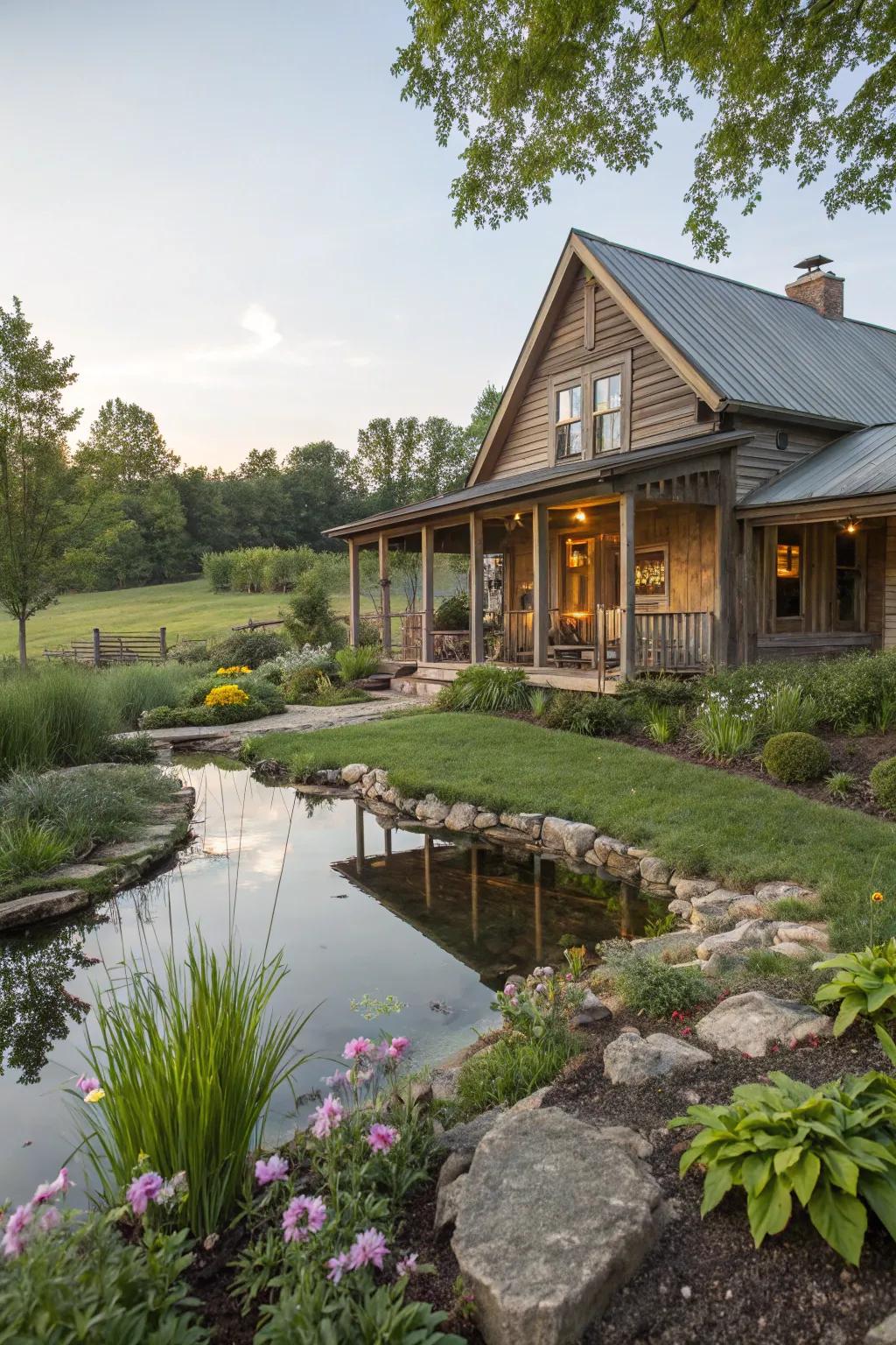 A water feature adds tranquility