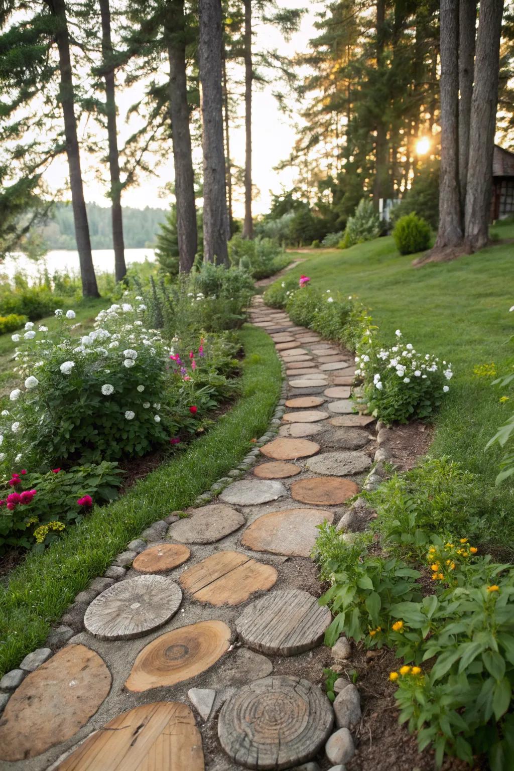 Rustic paths enhance the natural feel of gardens.