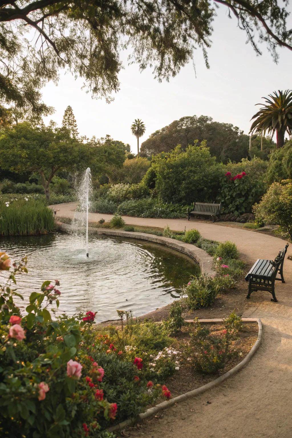 Add a soothing ambiance with a water feature in your outdoor space.