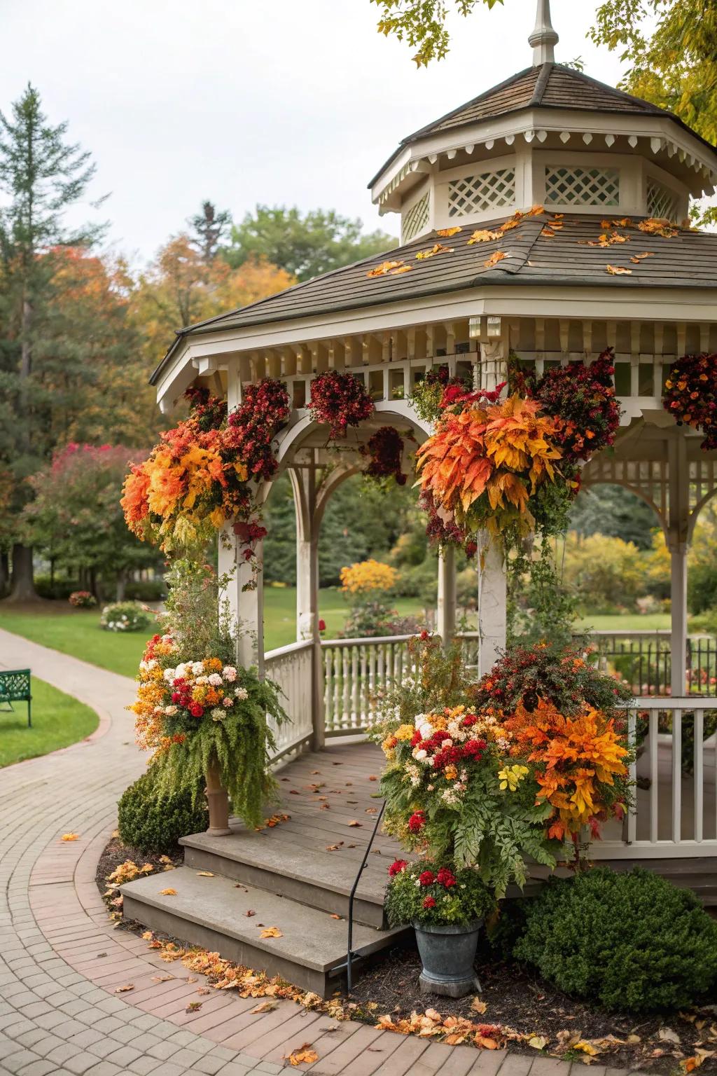 A gazebo that evolves with the seasons.