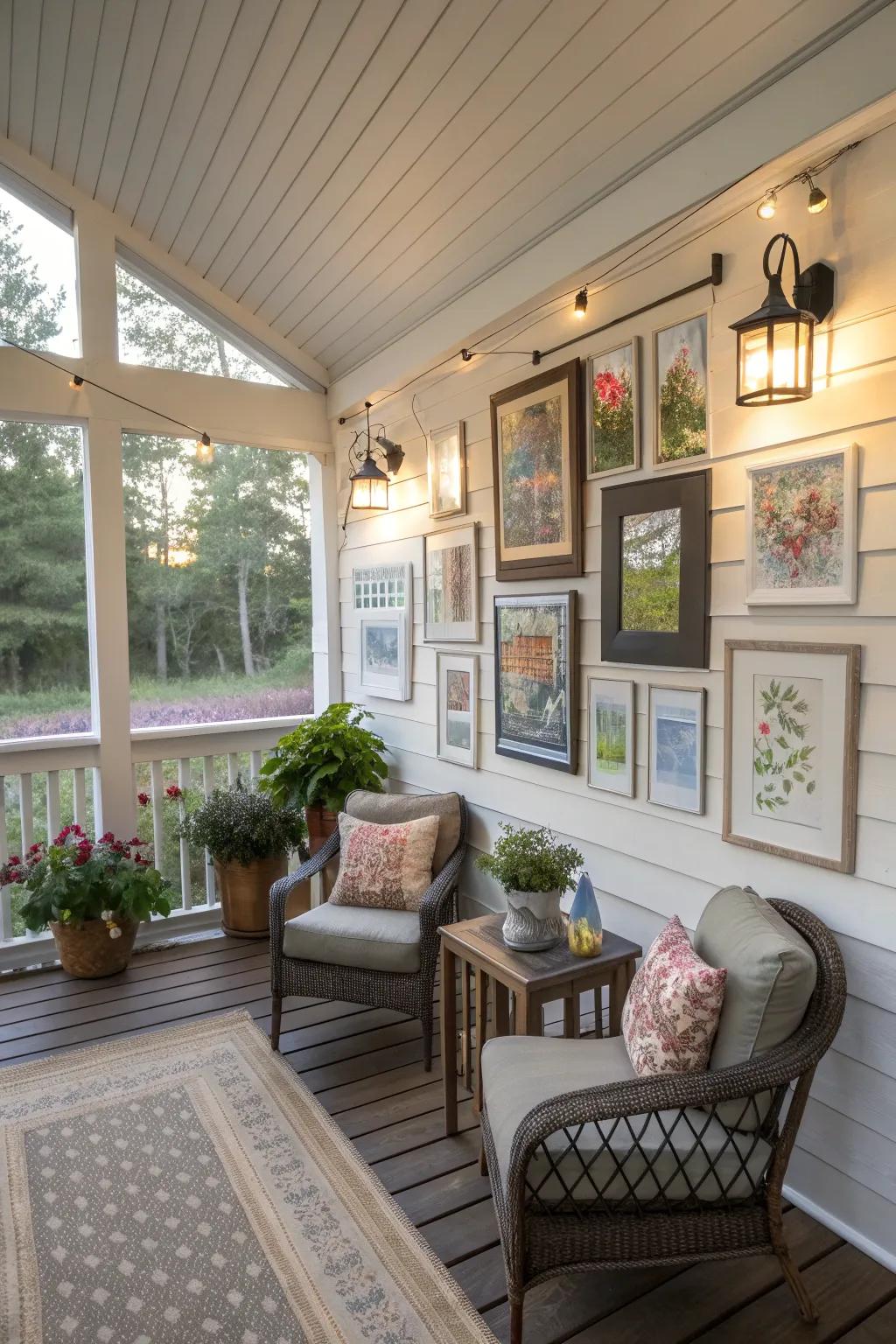 Artwork adds a personal touch to your porch.