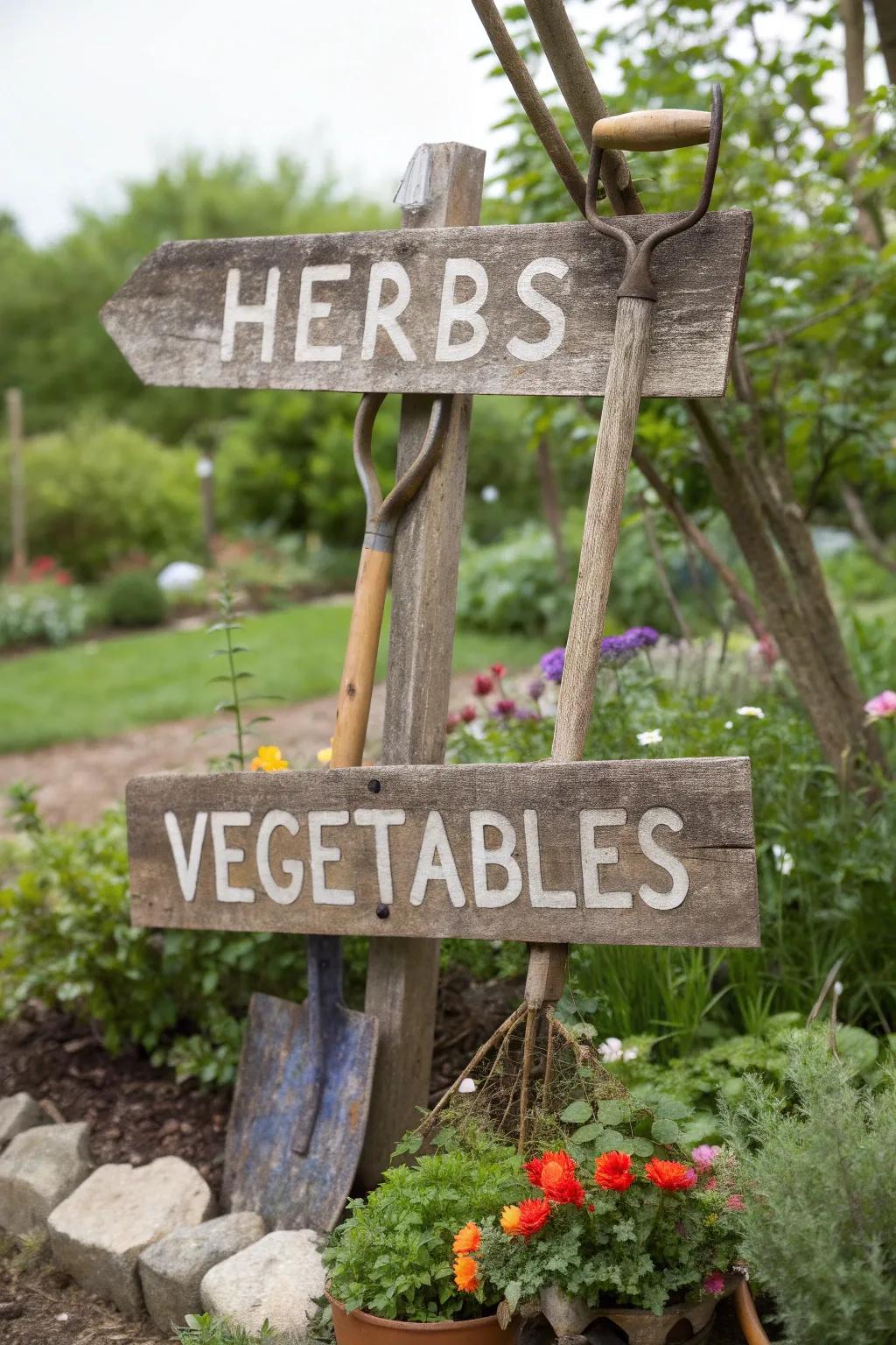 DIY signs add a personal and welcoming touch to your garden.