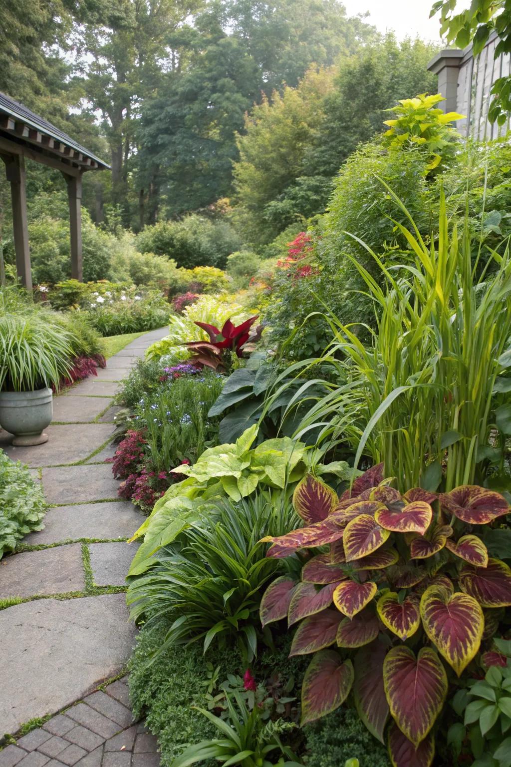 Ground covers create a lush, continuous carpet.