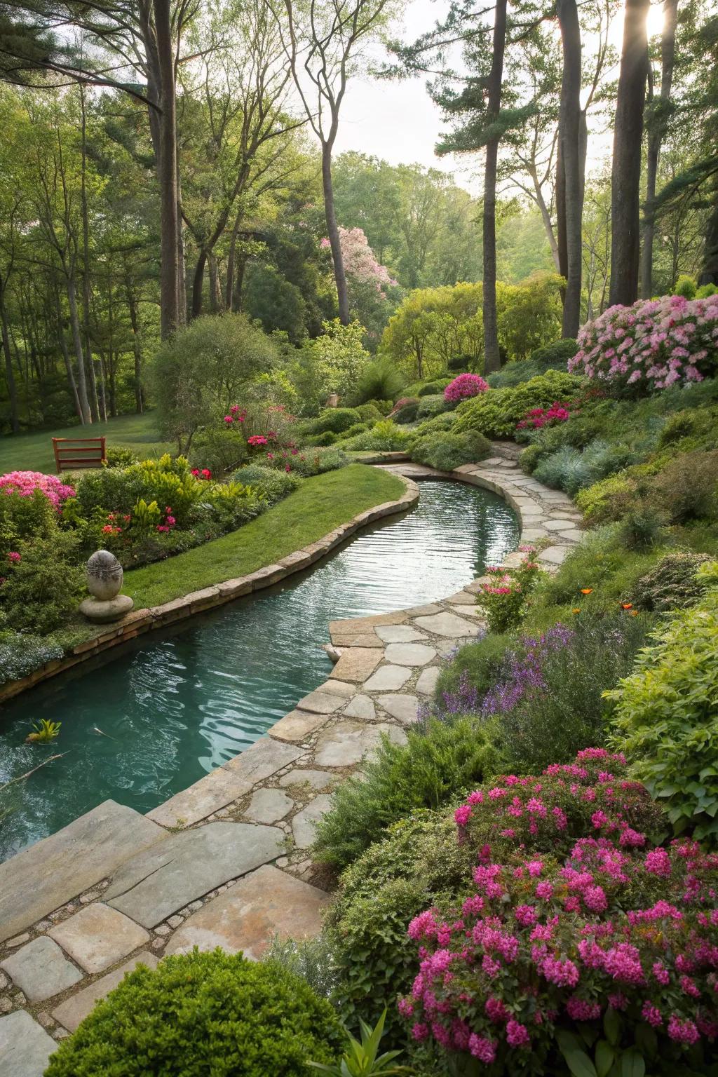 A shallow pool that blends seamlessly with its surroundings.