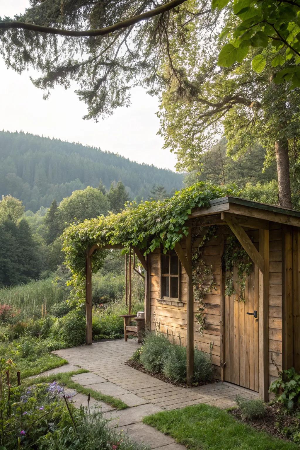 A nature-integrated overhang that harmonizes with the environment.