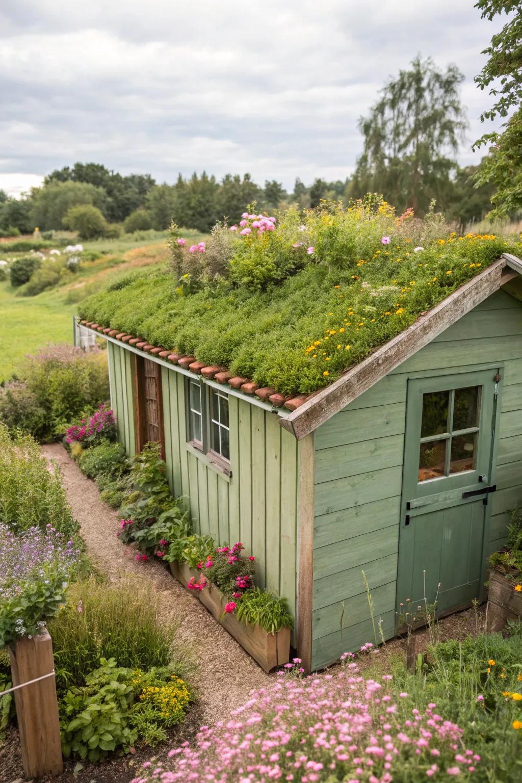Eco-friendly green roof, blending nature and functionality.