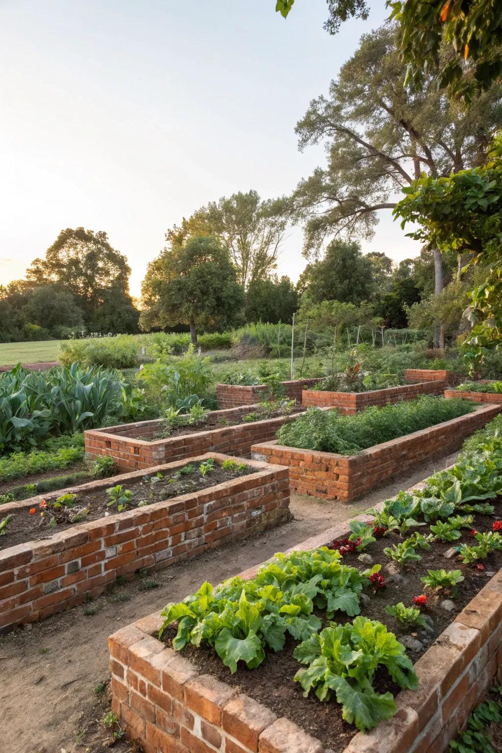Grow your own produce with stylish raised brick beds.