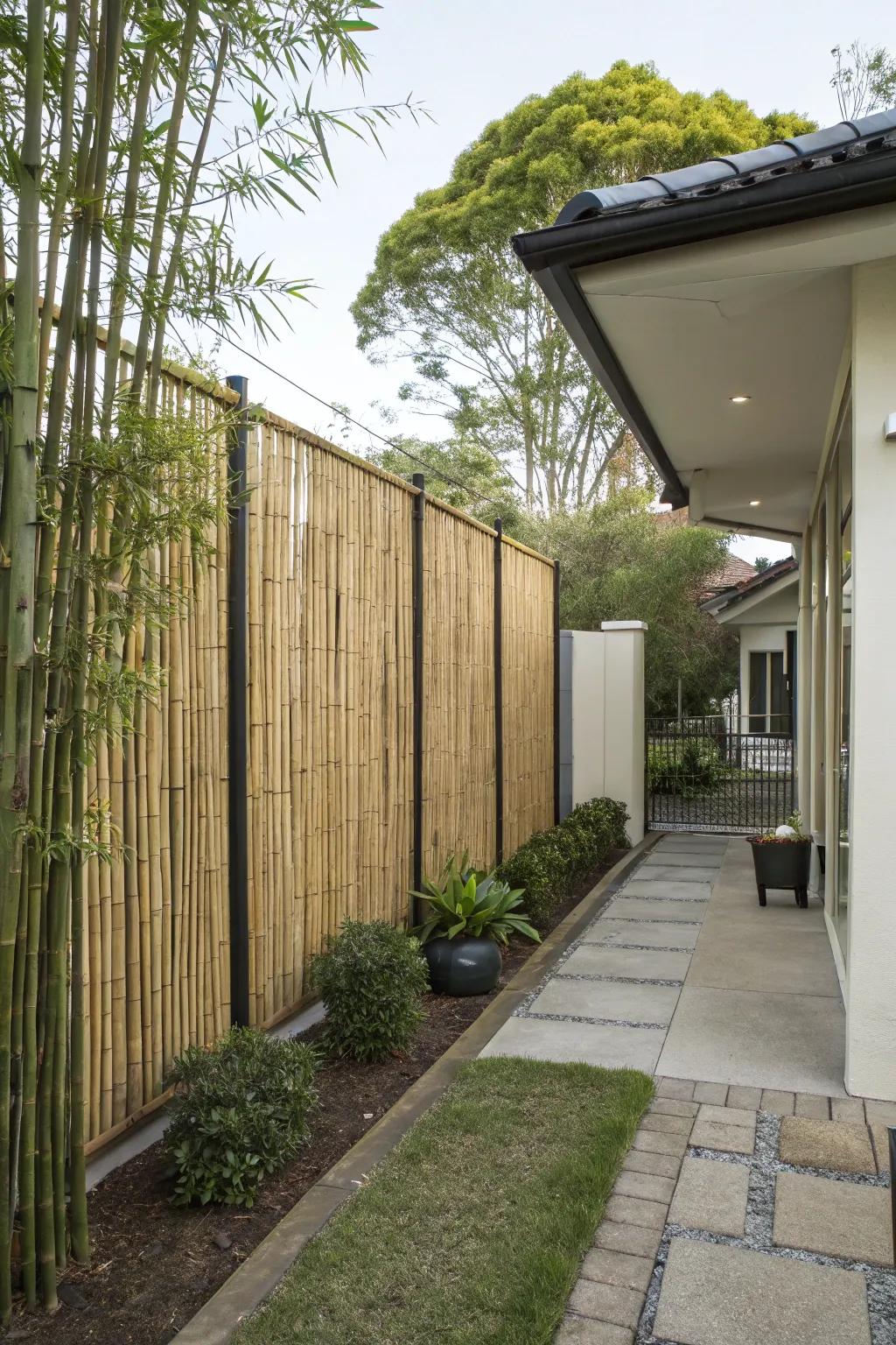 Bamboo screens offer eco-friendly shade with a tropical flair.