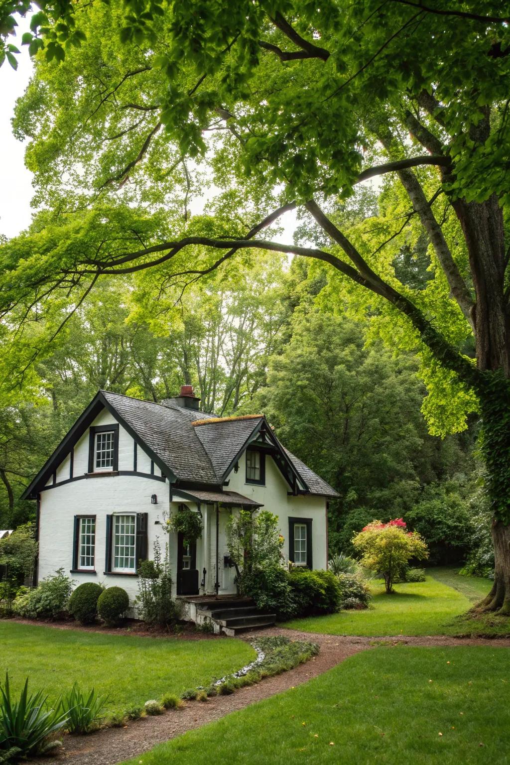 Contrasting trims enhance the charm of this storybook cottage.