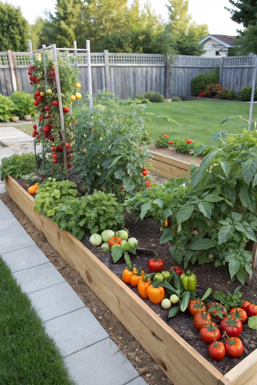 A raised planting bed offering an accessible way to grow vegetables.