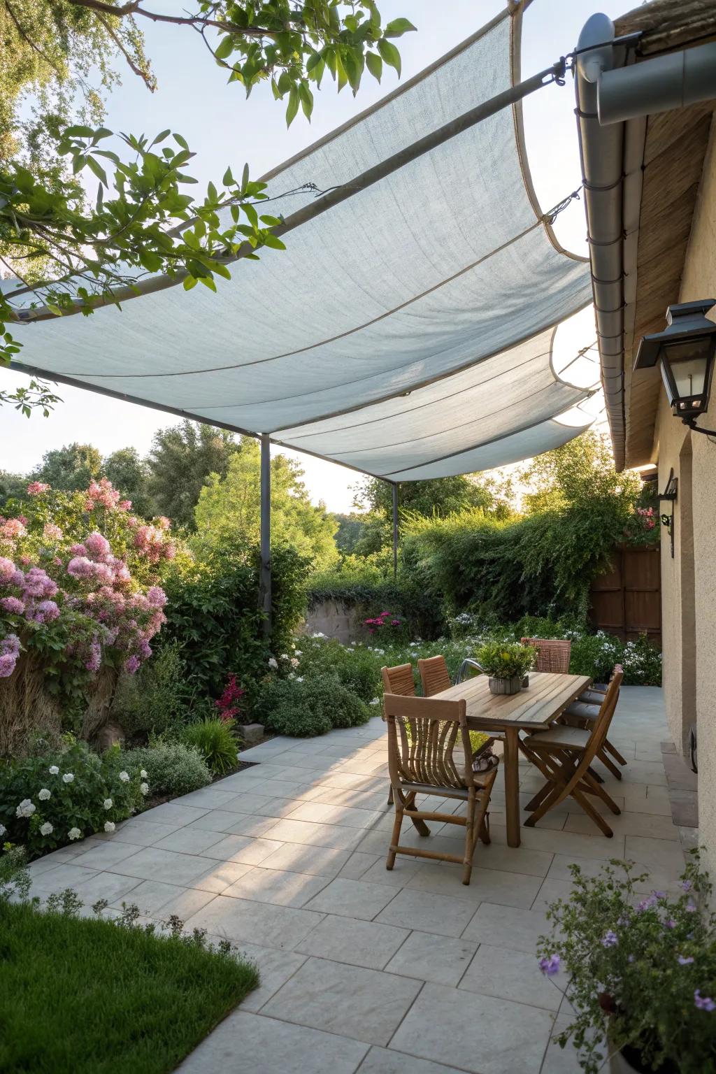 A DIY canopy provides shade and adds style.