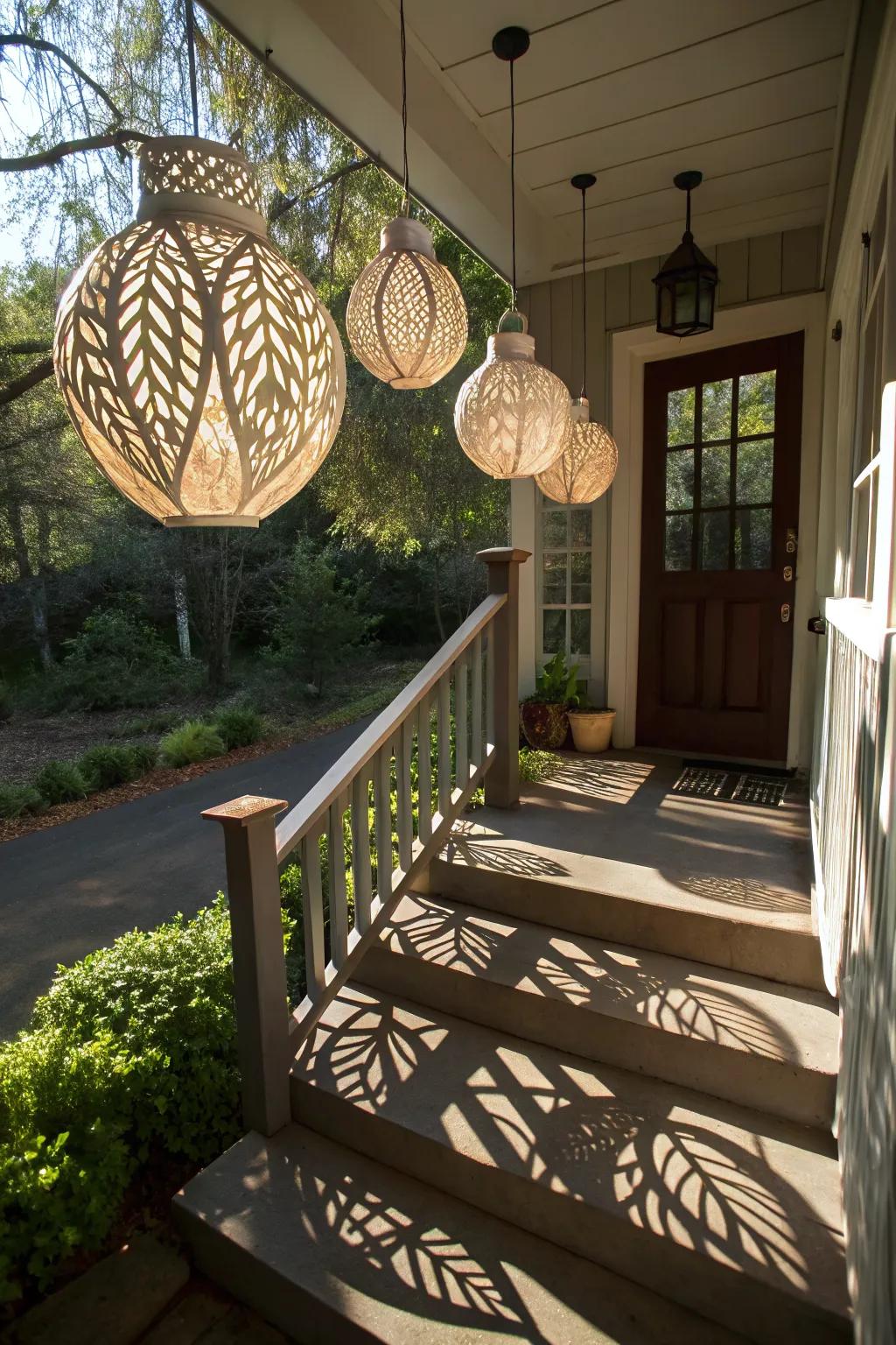 Leaf lanterns create magical shadows and light.