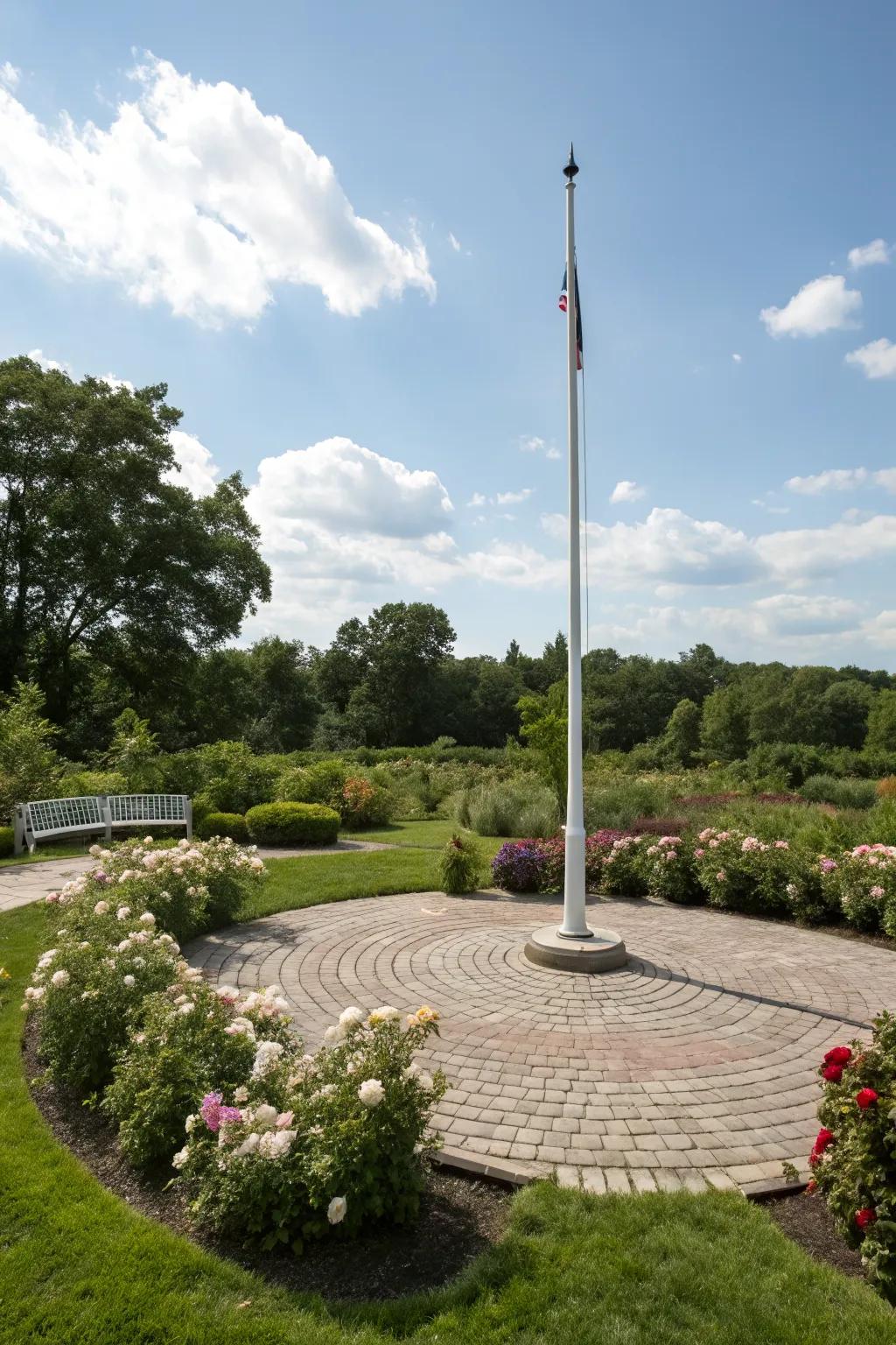 Hardscaping adds structure and ease to your flagpole landscape.