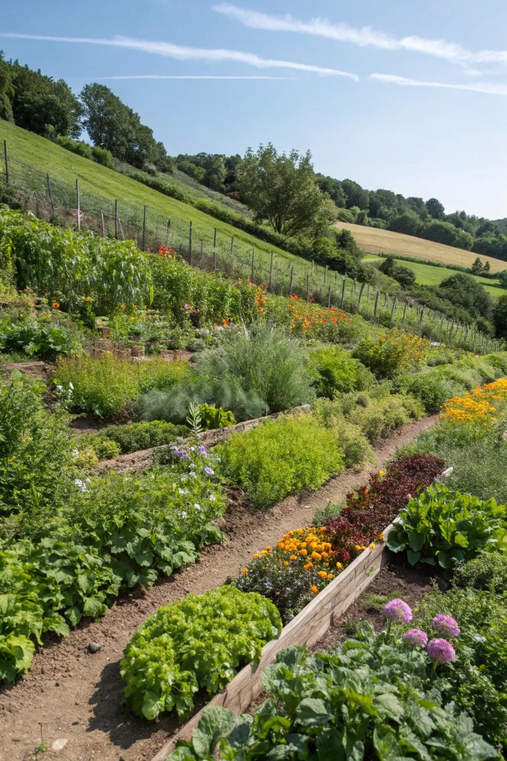 Edible plants bring beauty and utility to your slope.