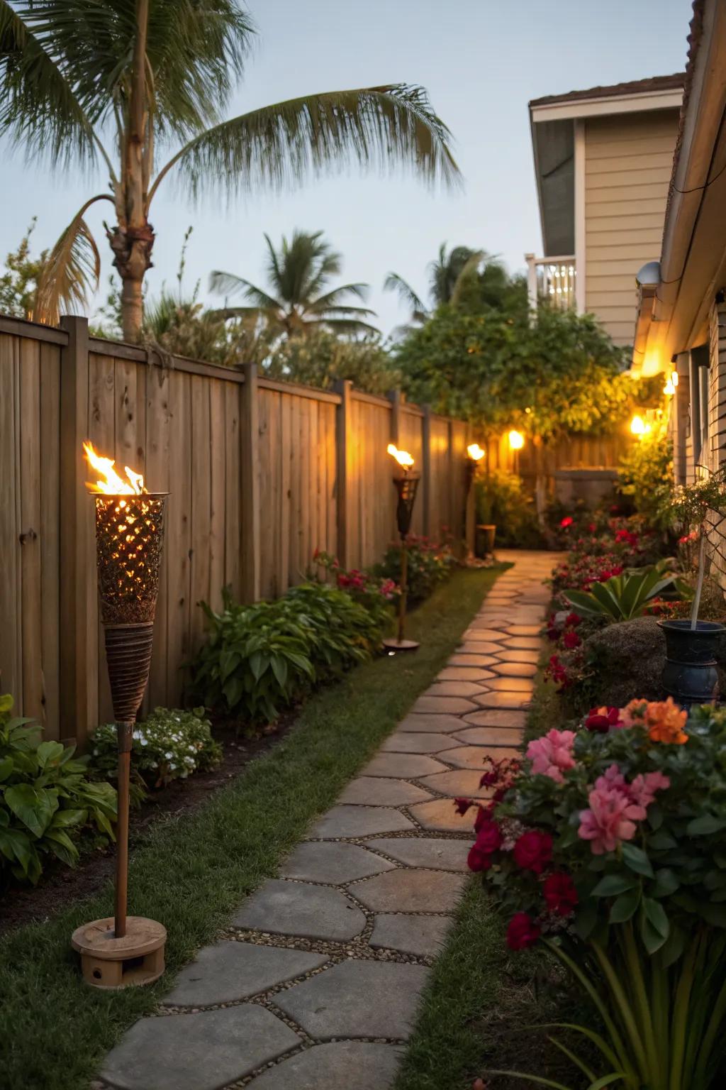 Torch lighting brings a vacation vibe to your backyard.