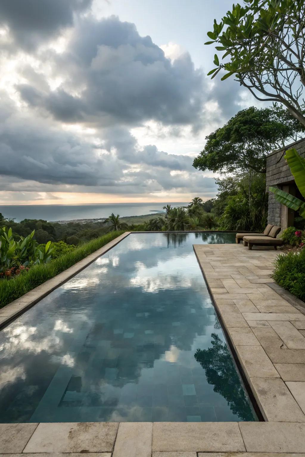 Infinity edges creating a boundless look for a small pool.